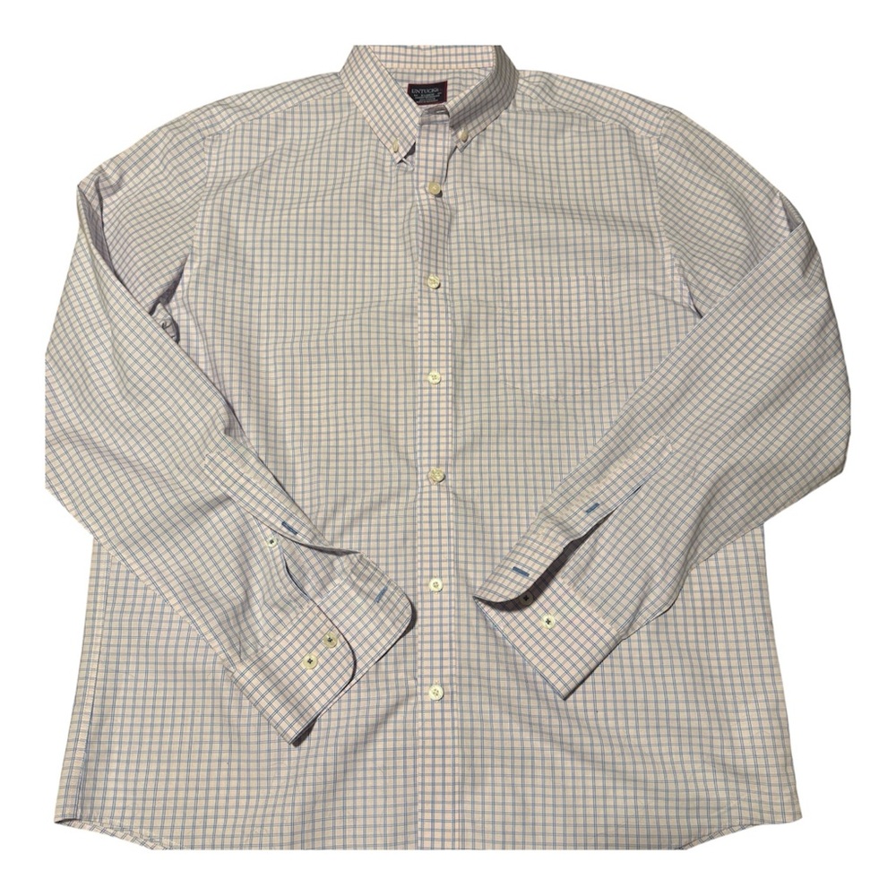 Untuckit Men's Checkered Collared Button Down Shirt - Blue & Pale Pink